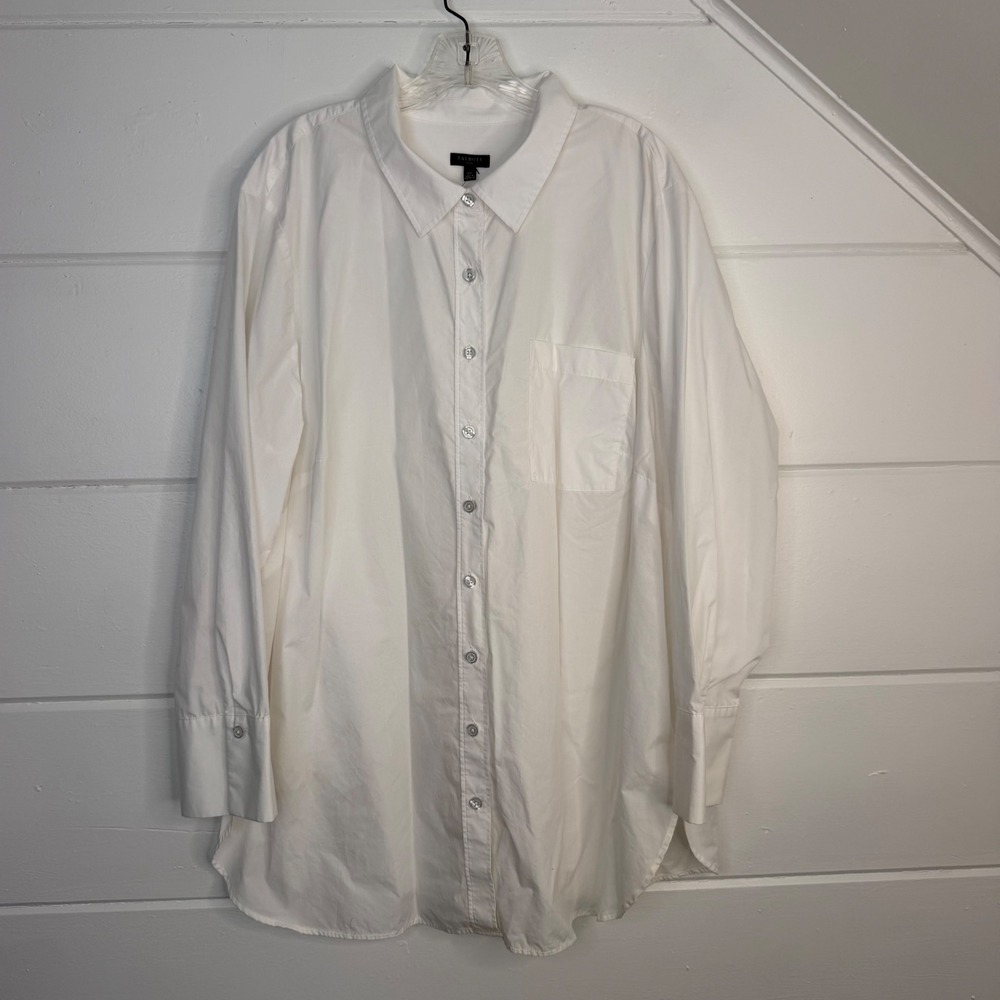 Talbots Plus 3X Boyfriend Shirt White Button Down Long Sleeve 100% Cotton NWOT - Picture 2 of 8